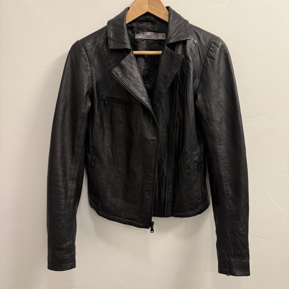 PAIGE Black Leather Moto Jacket XS - Picture 2 of 14
